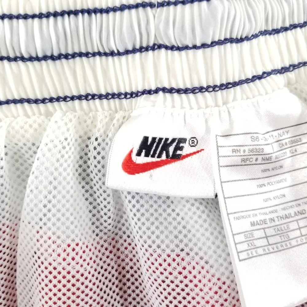 Vtg Nike Swim Trunks Mens XL Red White Blue Big Swoosh Logo 90s Shorts Nylon Y2K